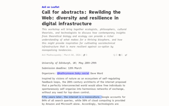 The workshop’s call for abstracts as published on Leaflet.