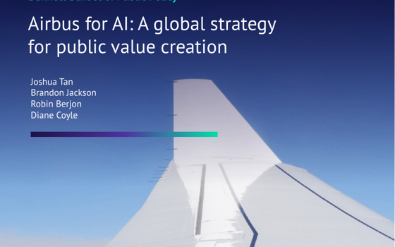 Cover of the policy brief: title and author names over a photograph of an aircraft wing against a deep blue sky.
